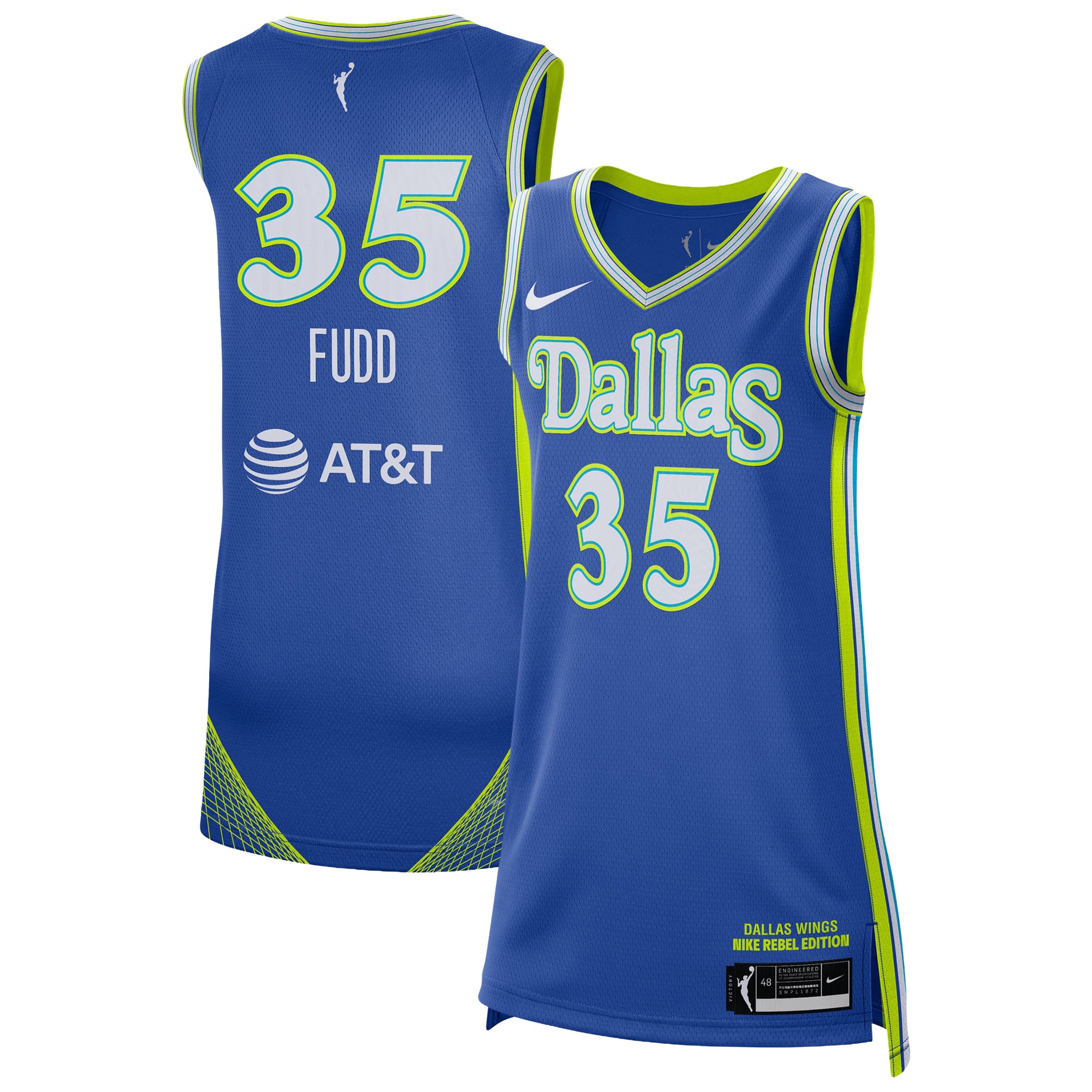 Unisex Nike Azzi Fudd Blue Dallas Wings Victory Jersey - Rebel Edition