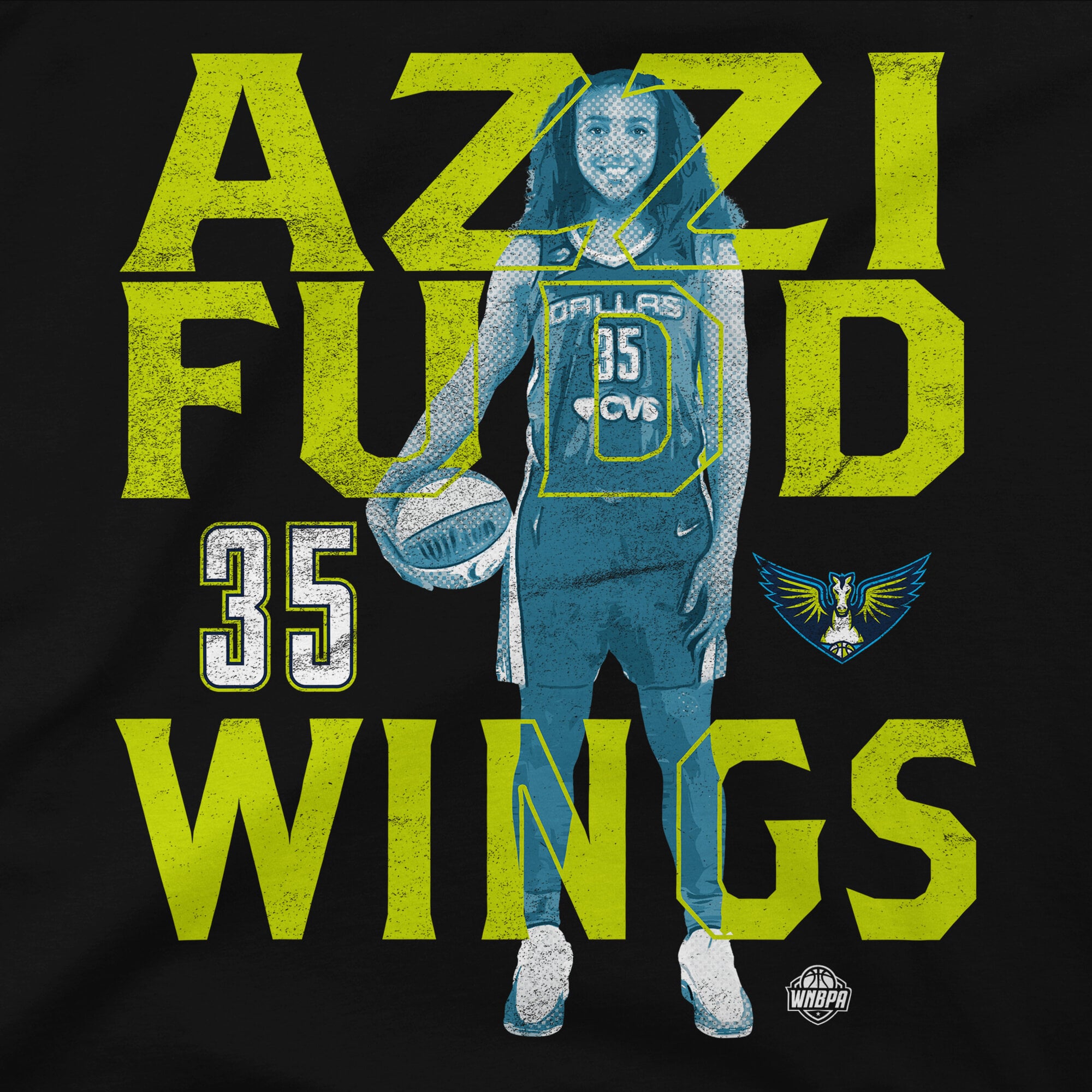 Unisex Stadium Essentials Azzi Fudd Black Dallas Wings Player Stance Urban T-Shirt