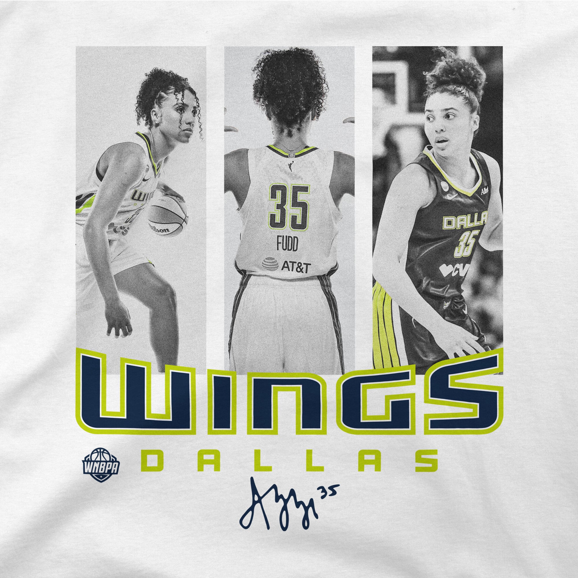 Unisex Stadium Essentials Azzi Fudd White Dallas Wings Team Player Hustle T-Shirt