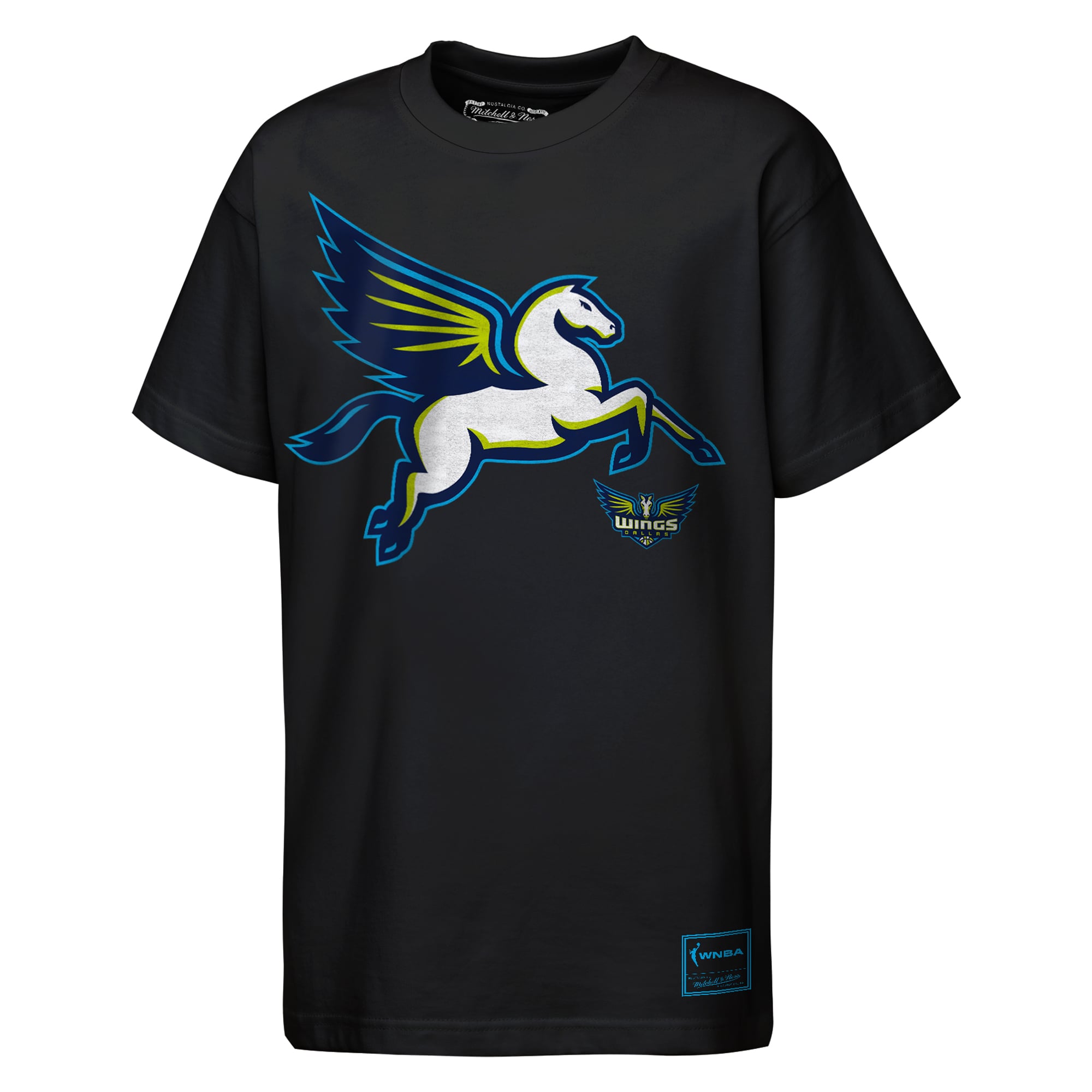Youth Mitchell & Ness Black Dallas Wings Mascot Big Face Heavyweight T-Shirt