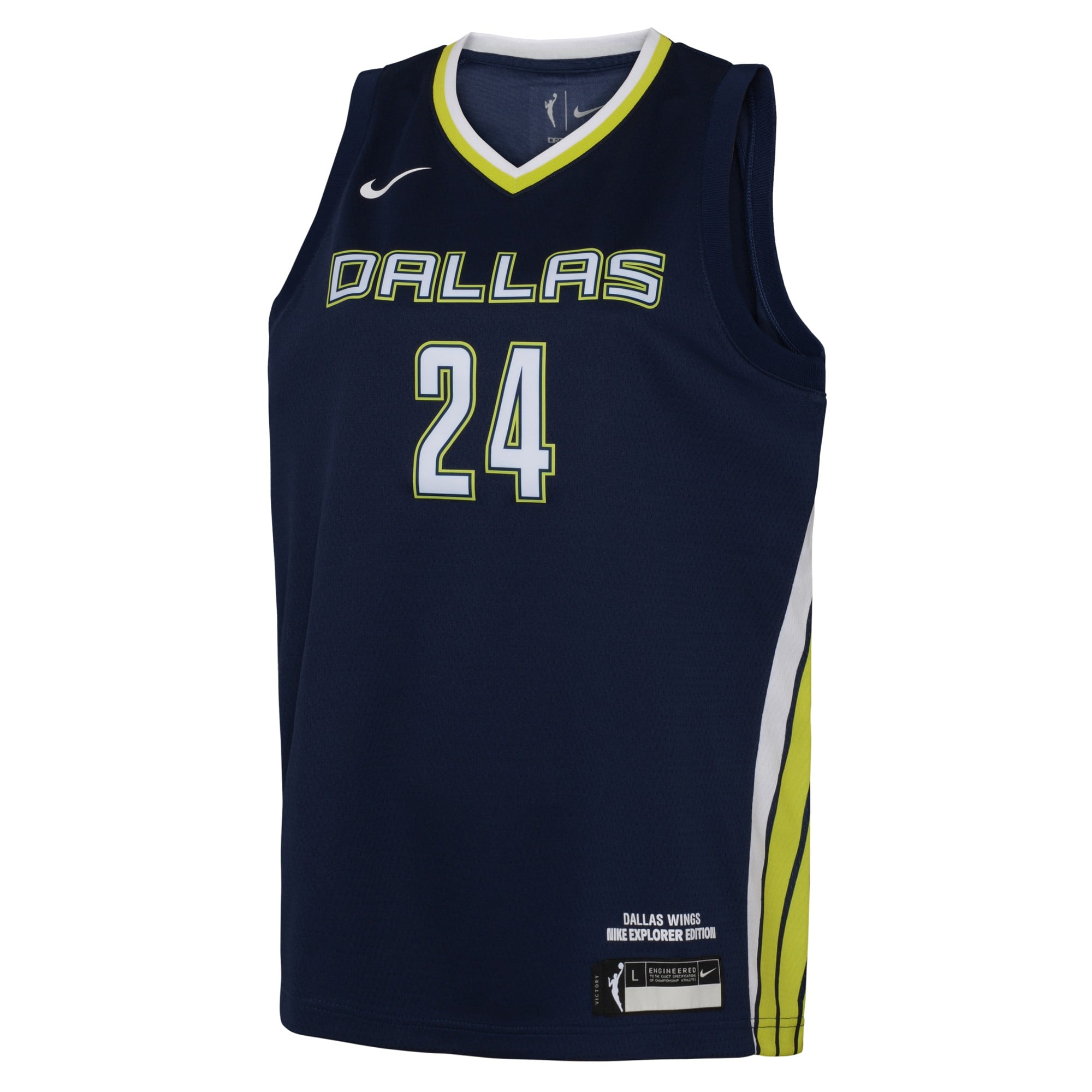 Maillot de joueur Nike Arike Ogunbowale bleu marine Dallas Wings Victory pour enfant - Édition Explorer