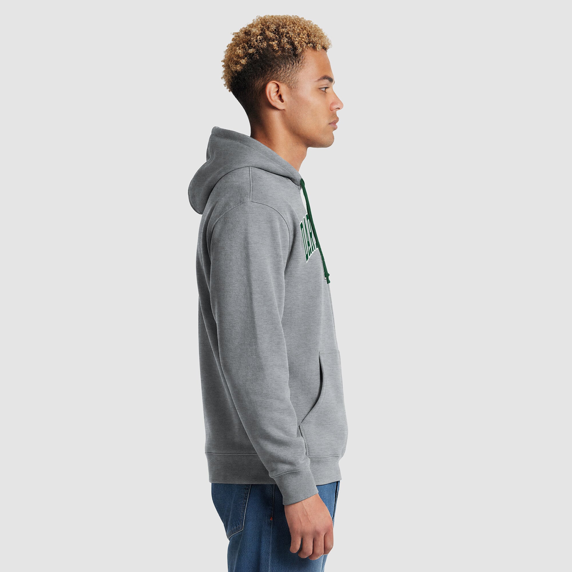 Men's Champion Heather Gray/Green Dartmouth Big Green Contrast Hoodie