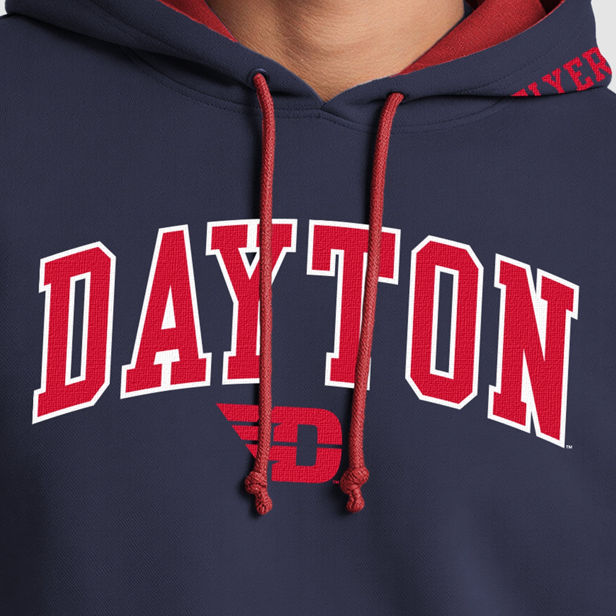 Sweat à capuche contrasté Champion bleu marine/rouge Dayton Flyers pour homme