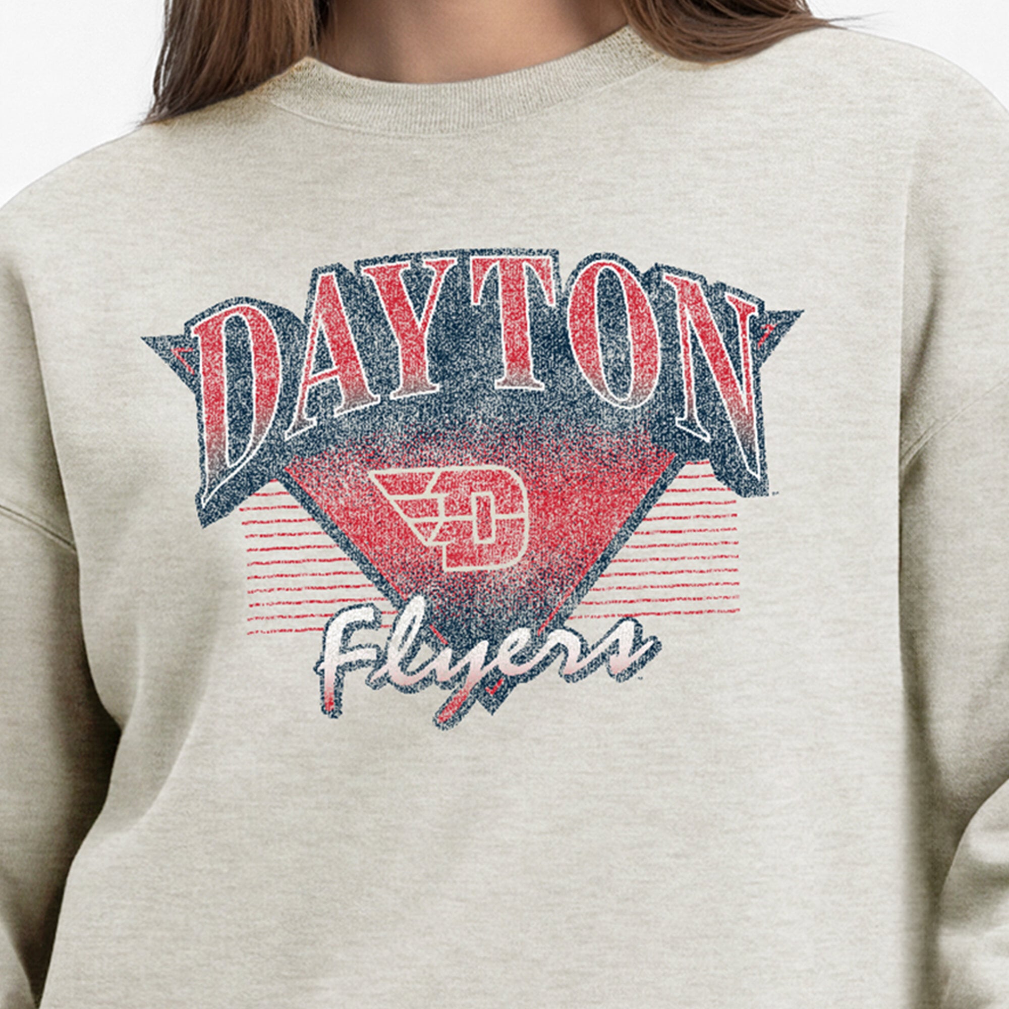 Sweat-shirt à manches longues Champion Oatmeal Dayton Flyers All-Star Weave pour femmes