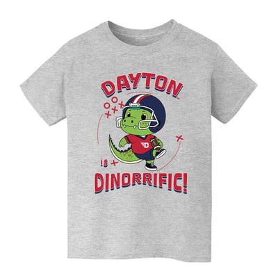 Dayton Flyers Vive La Fete Youth Dinorrific T-Shirt - Gray