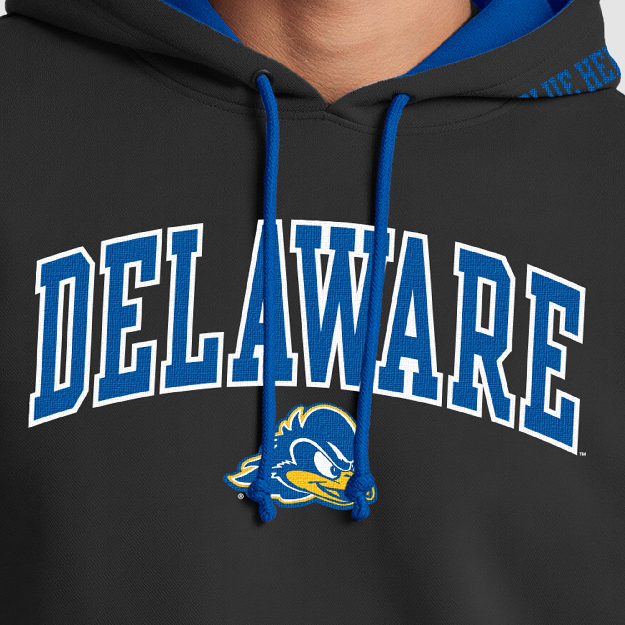 Men's Champion Black/Royal Delaware Fightin' Blue Hens Contrast Hoodie