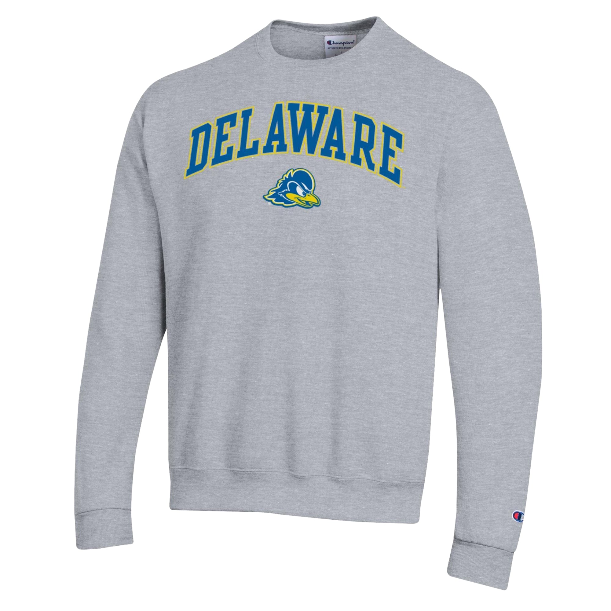 Sweat-shirt Champion pour homme, gris chiné, Delaware Fightin' Blue Hens, Arch Powerblend