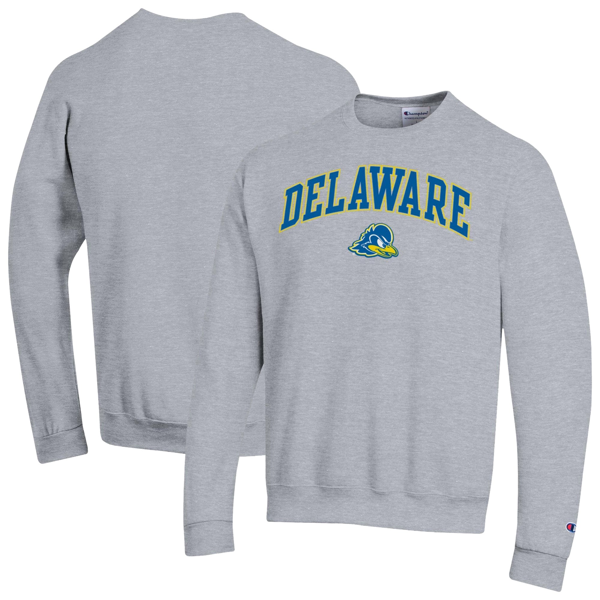 Sweat-shirt Champion pour homme, gris chiné, Delaware Fightin' Blue Hens, Arch Powerblend