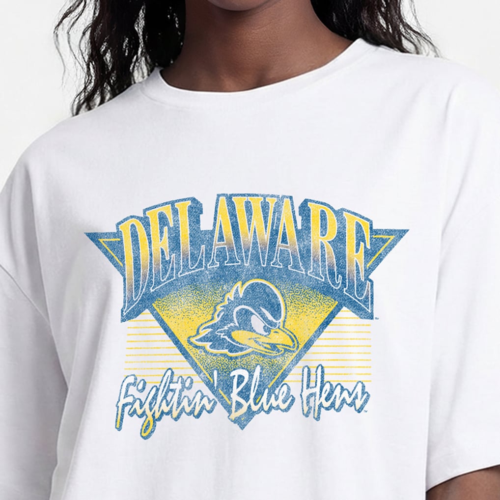  Delaware Fightin' Blue Hens Champion Women's Retro Oversized T-Shirt - White