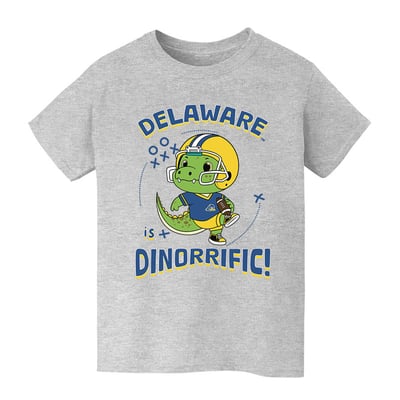 Delaware Fightin' Blue Hens Vive La Fete Youth Dinorrific T-Shirt - Gray