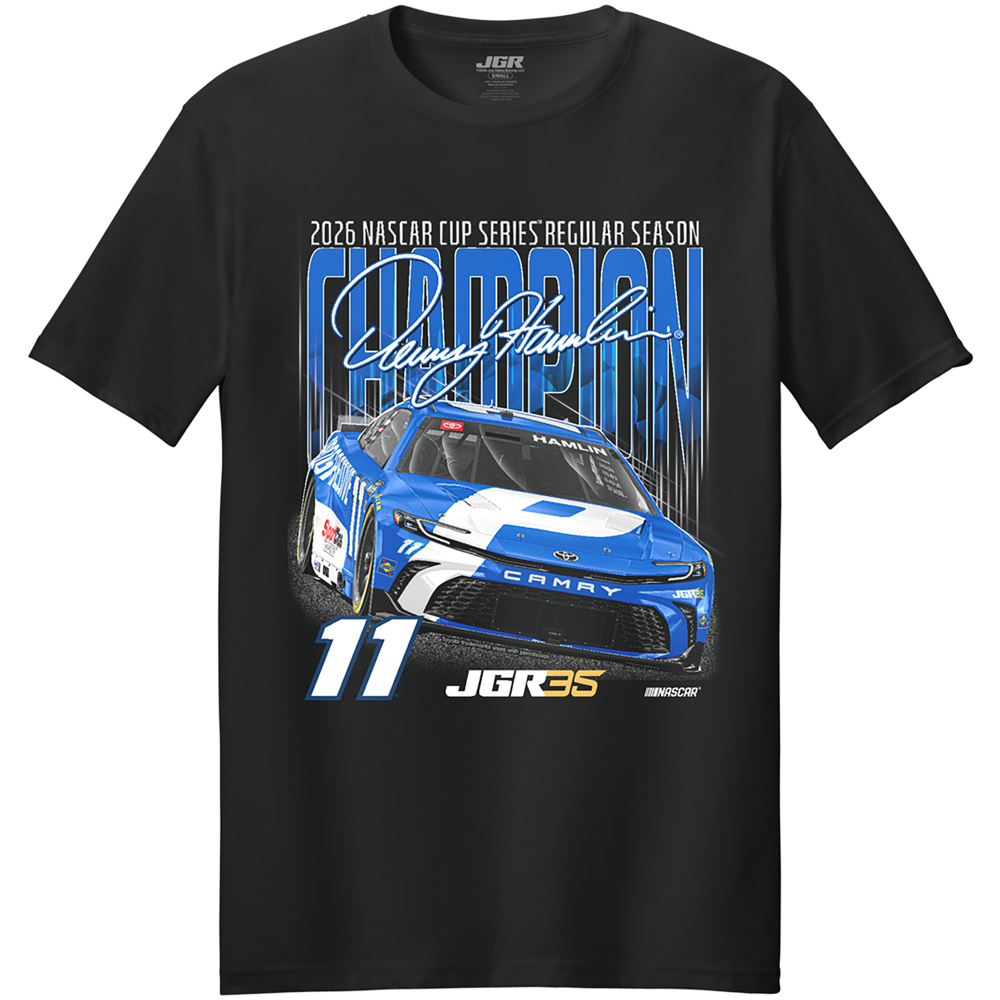 Men's Classic Ink Black Denny Hamlin 2026 NASCAR Cup Series Regular Season Champion T-Shirt