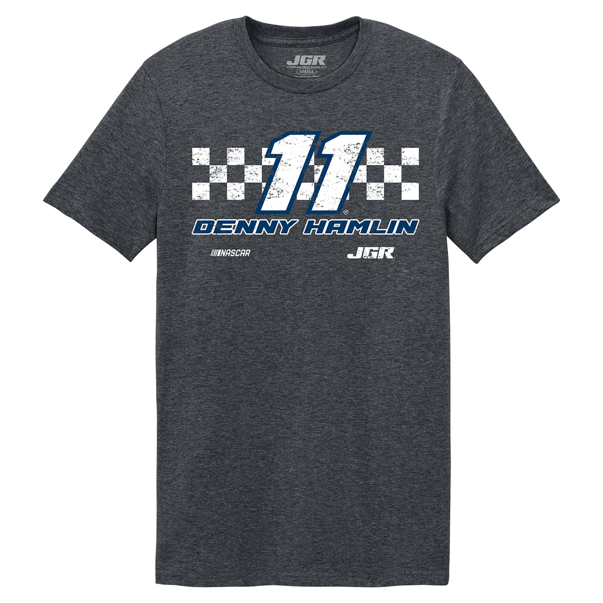Men's Classic Ink Heather Gray Denny Hamlin Checkered Driver T-Shirt