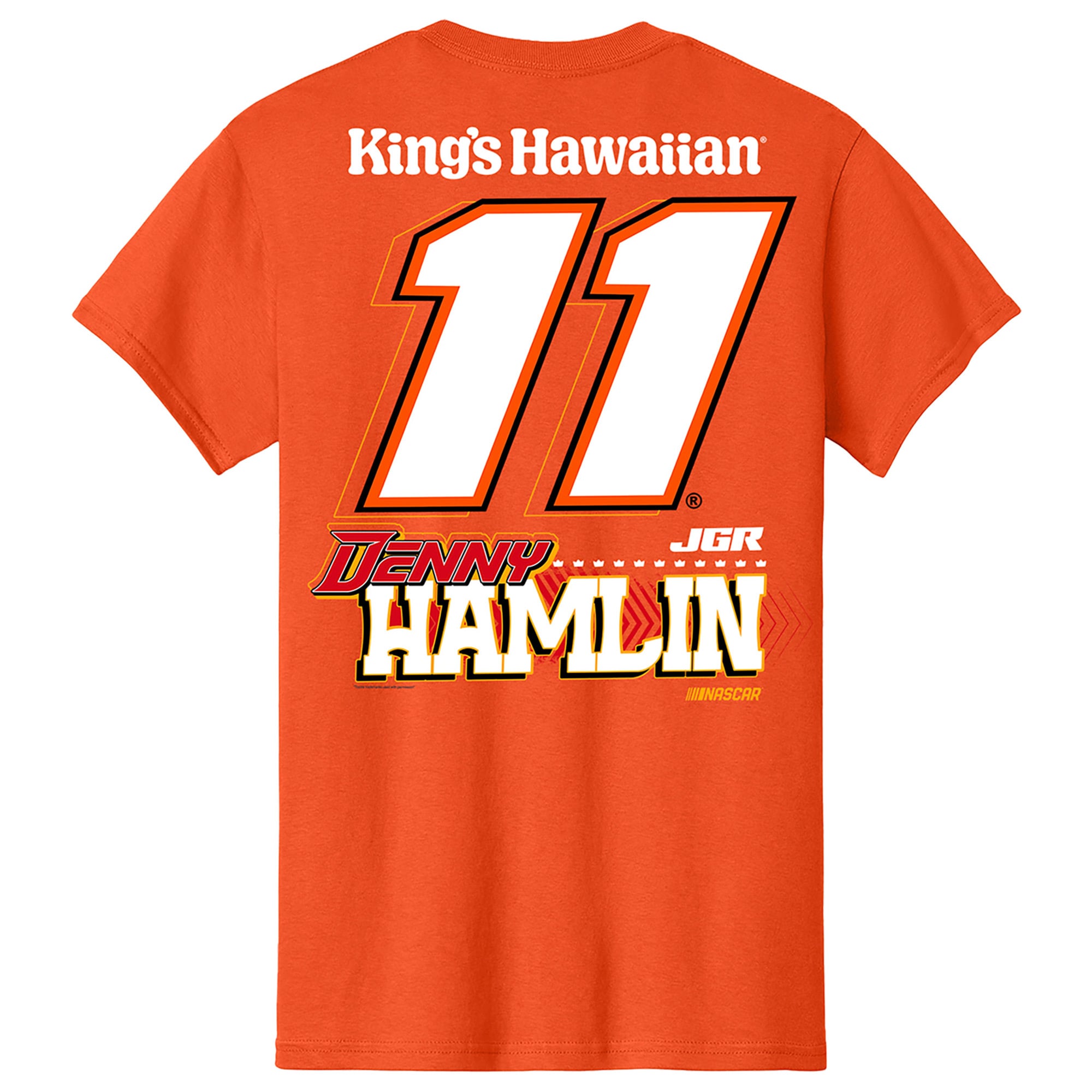T-shirt hawaïen orange Denny Hamlin King's pour homme, collection Joe Gibbs Racing Team