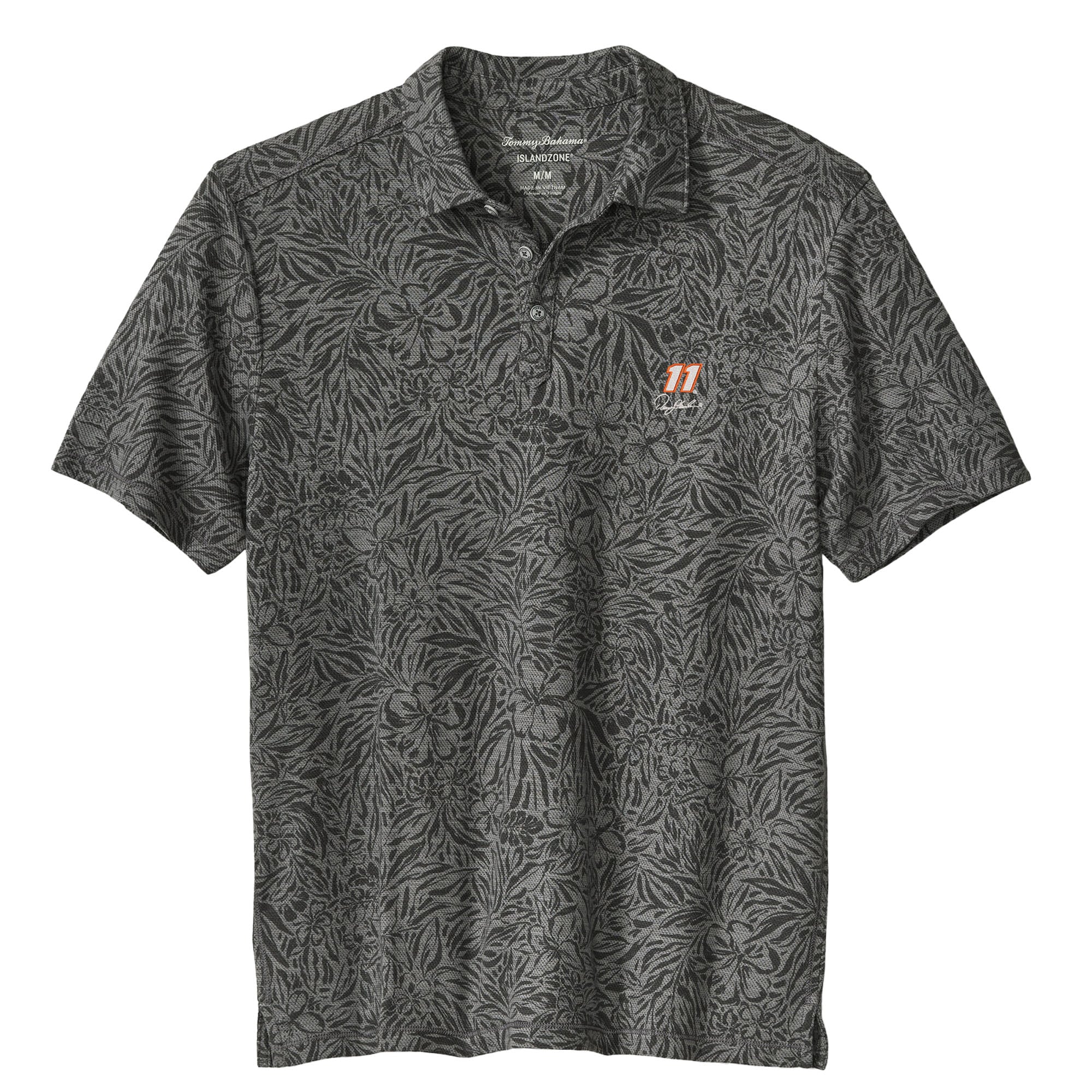 Polo Tommy Bahama gris NASCAR IslandZone Wild Hibiscus Tri-Blend pour homme