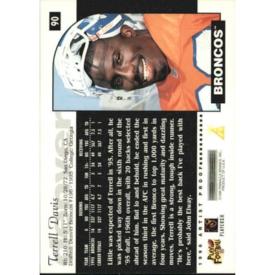 1996 Score Artist's Proofs #90 Terrell Davis
