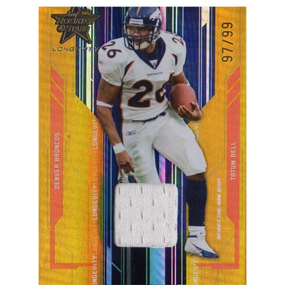 2005 Leaf Rookies and Stars Longevity Materials Gold #31 Tatum Bell/99
