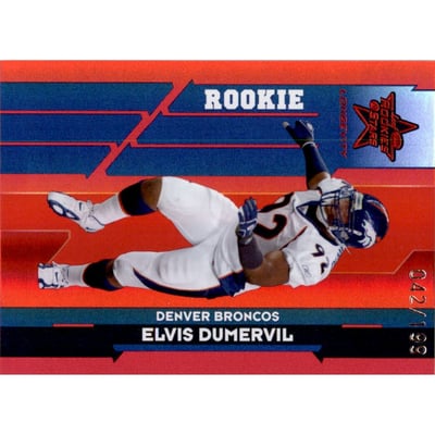 2006 Leaf Rookies and Stars Longevity Target Ruby Parallel #136 Elvis Dumervil
