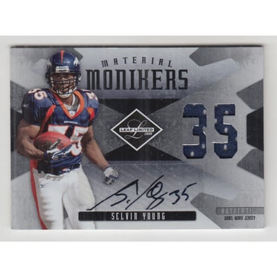 2008 Leaf Limited Material Monikers Jersey Number #38 Selvin Young/44