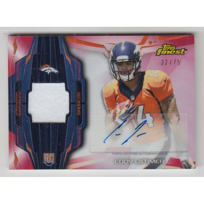 2014 Finest Rookie Patch Autographs Red Refractors #RAPCLA Cody Latimer