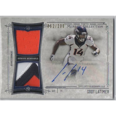 2014 Topps Museum Collection Signatures Swatches Dual Relic Autographs #SSDRACL Cody Latimer/200