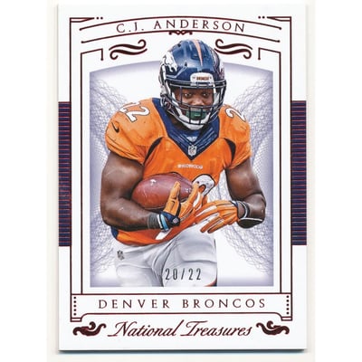 2015 Panini National Treasures Numbers Red #37 C.J. Anderson/22