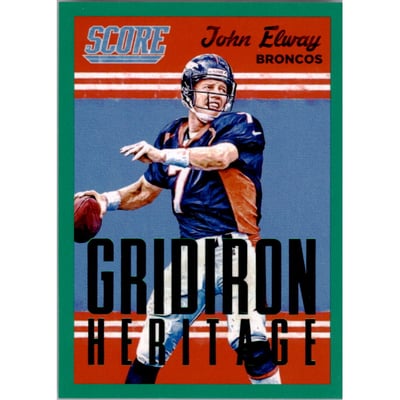 2015 Score Gridiron Heritage Green #3 John Elway