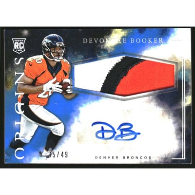 2016 Panini Origins Rookie Jumbo Patch Autographs Blue #RJPADB Devontae Booker