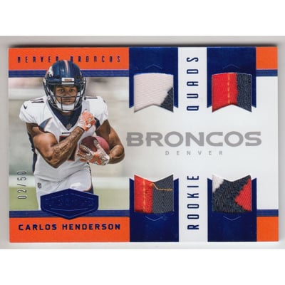 2017 Panini Plates and Patches Rookie Quad Patches Blue #5 Carlos Henderson