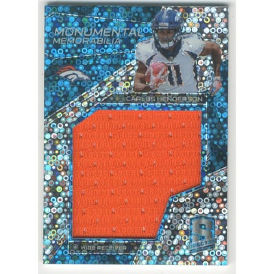 2017 Panini Spectra Monumental Memorabilia Neon Blue #9 Carlos Henderson