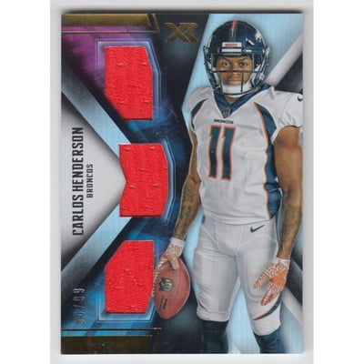 2017 Panini XR Rookie Triple Threats Materials #29 Carlos Henderson
