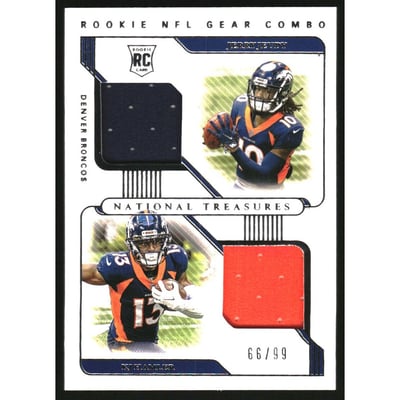 2020 Panini National Treasures Rookie NFL Gear Combo Materials #2 Jerry Jeudy/K.J. Hamler
