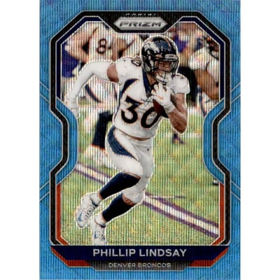 2020 Panini Prizm Prizms Blue Wave #114 Phillip Lindsay