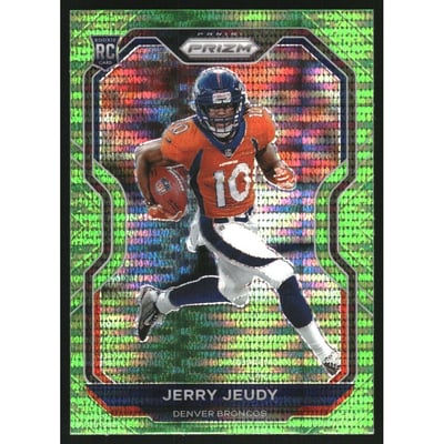 2020 Panini Prizm Prizms Neon Green Pulsar #314 Jerry Jeudy