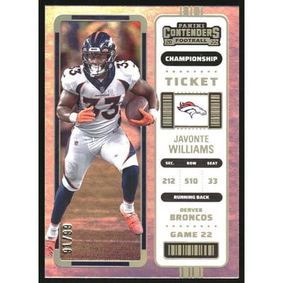 2022 Panini Contenders Championship Ticket #31 Javonte Williams