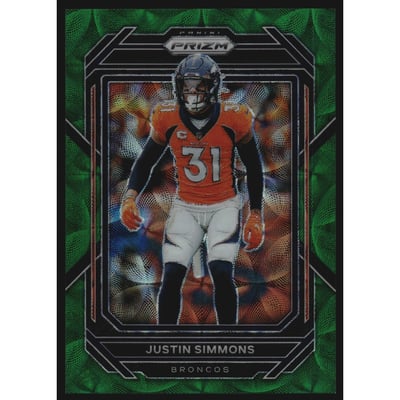 2022 Panini Prizm Prizms Green Scope #91 Justin Simmons