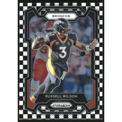 2023 Panini Prizm Prizms Black and White Checker #93 Russell Wilson
