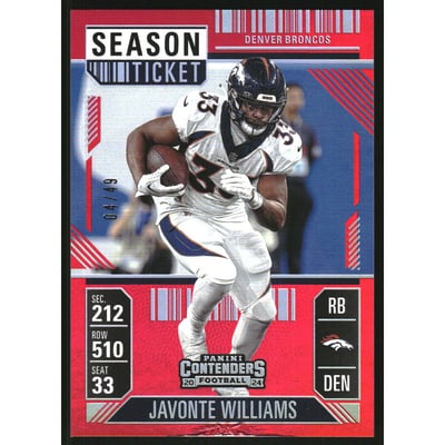2024 Panini Contenders Red Zone Ticket FOTL #29 Javonte Williams
