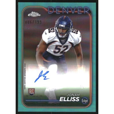 2024 Topps Chrome Rookie Autographs Aqua Refractors #RAJEL Jonah Elliss
