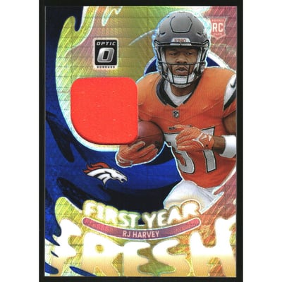 2025 Donruss Optic First Year Fresh Jerseys Blue Hyper #37 RJ Harvey