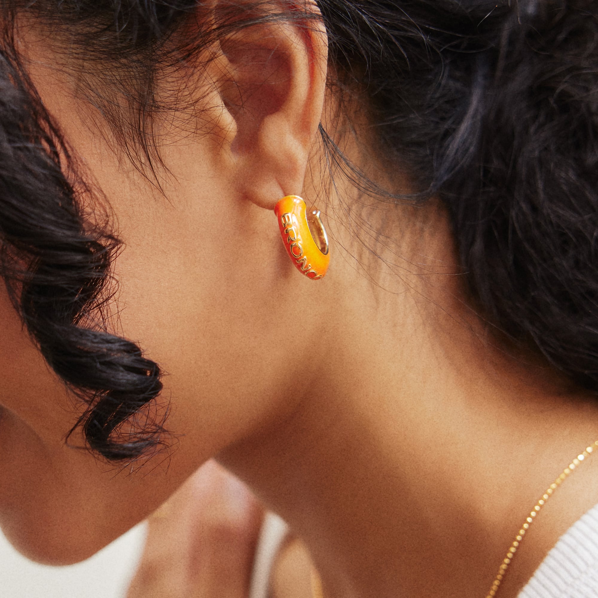 BaubleBar Denver Broncos Puffy Enamel Hoop Earrings