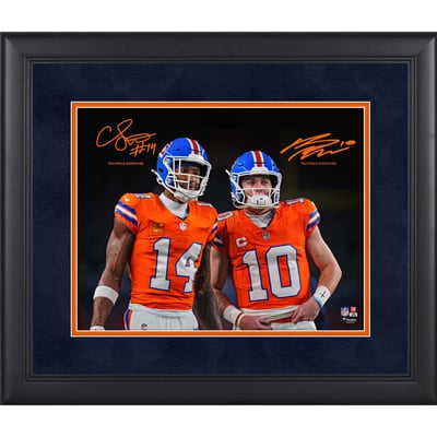 Bo Nix & Courtland Sutton Denver Broncos Facsimile Signature Fanatics Authentic Framed 11" x 14" Spotlight Photograph