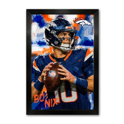 Bo Nix Denver Broncos 14" x 20" Framed Football Player Action Portrait – Artist Series Print