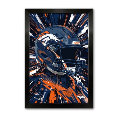 Denver Broncos 14" x 20" Framed Football Helmet Hyper Speed Art Print