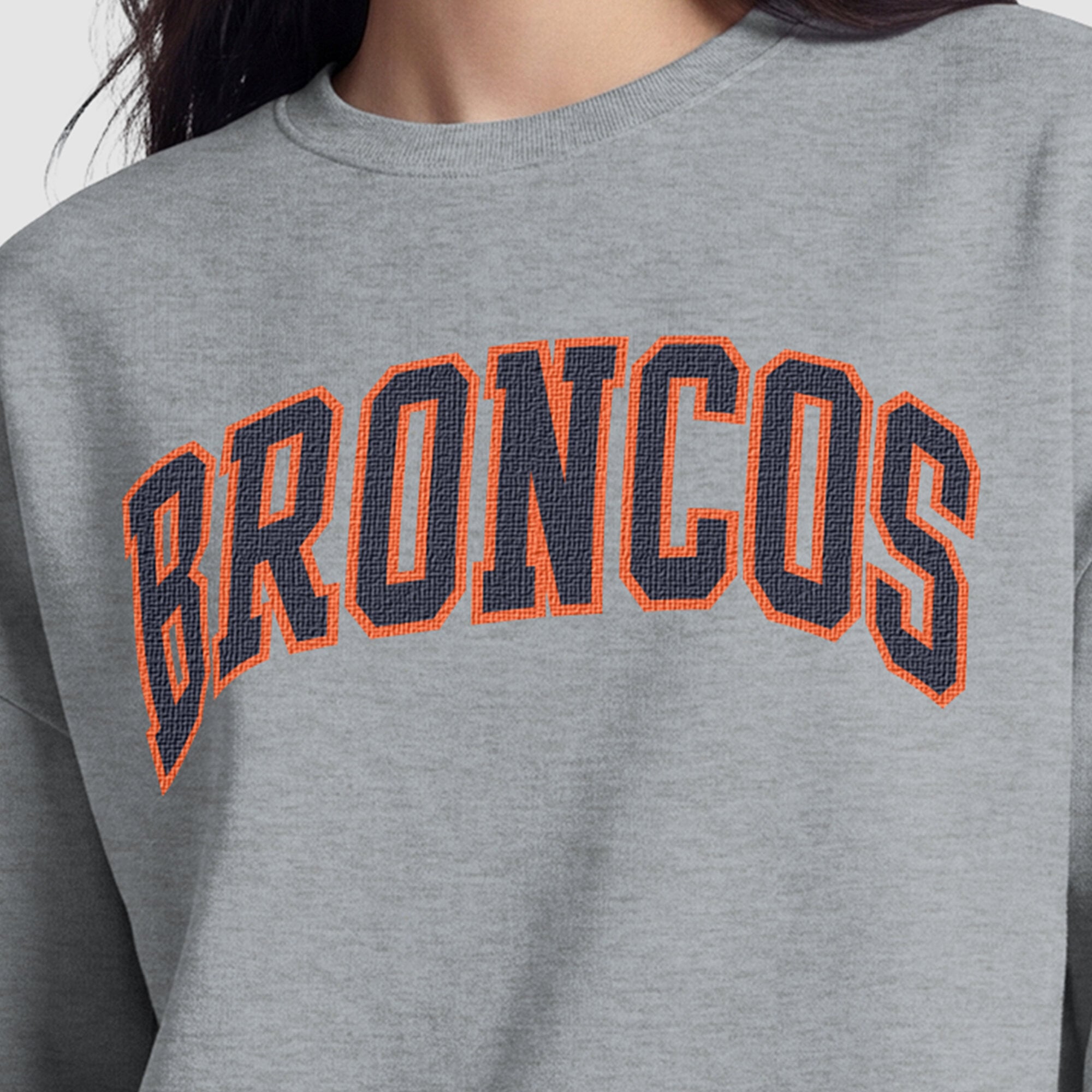 Sweat-shirt à doublure contrastée Denver Broncos Champion pour femme - Gris chiné
