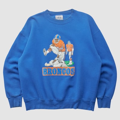 Denver Broncos Delta 90s Pullover Sweatshirt - Blue - L by Fanatics Real Vintage