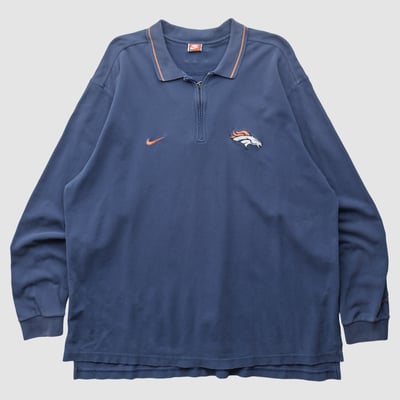 Denver Broncos Nike 90s Long Sleeve Polo - Navy - 3XL by Fanatics Real Vintage