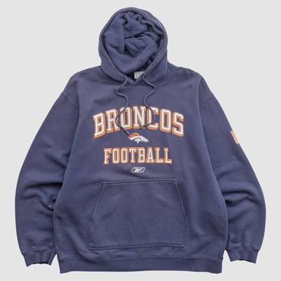 Denver Broncos Reebok 2000s Hooded Pullover Sweatshirt - Navy - XL by Fanatics Real Vintage