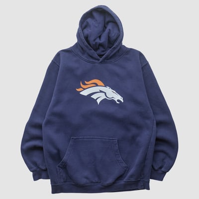 Denver Broncos Reebok 2000s Hooded Pullover Sweatshirt - Navy - XS by Fanatics Real Vintage