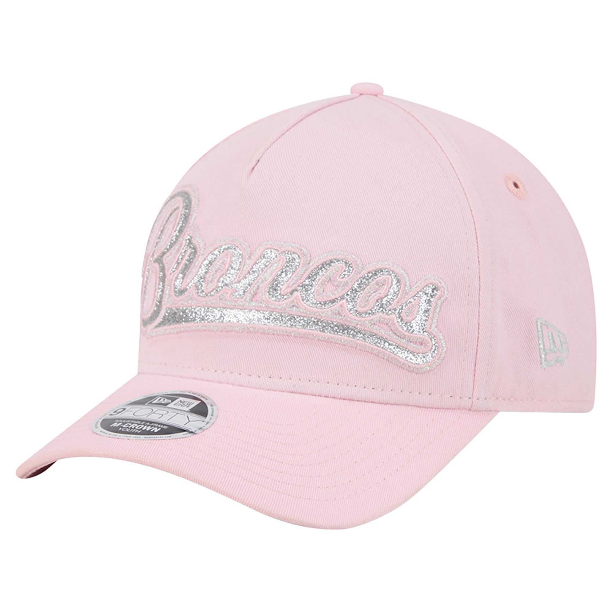 Casquette ajustable New Era rose Denver Broncos Throwback Glitz A-Frame 9FORTY pour filles