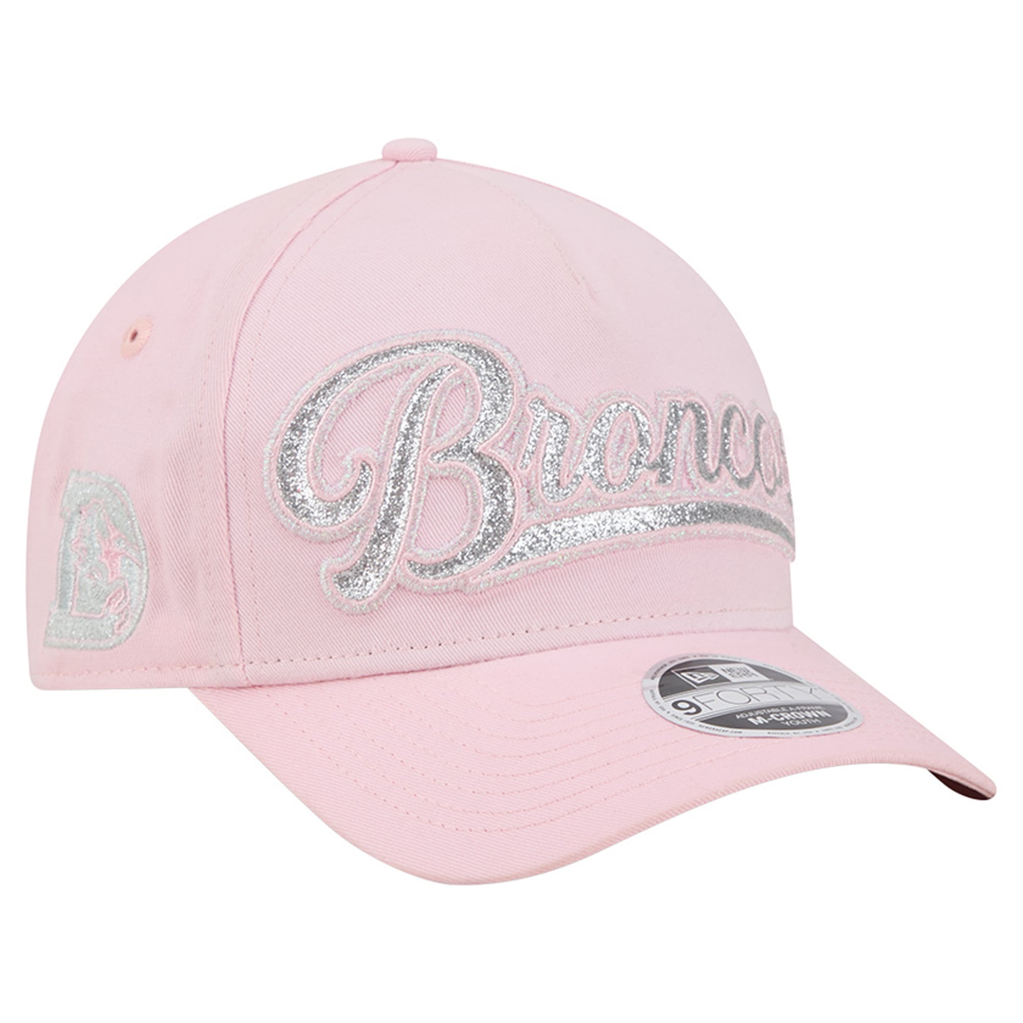Casquette ajustable New Era rose Denver Broncos Throwback Glitz A-Frame 9FORTY pour filles